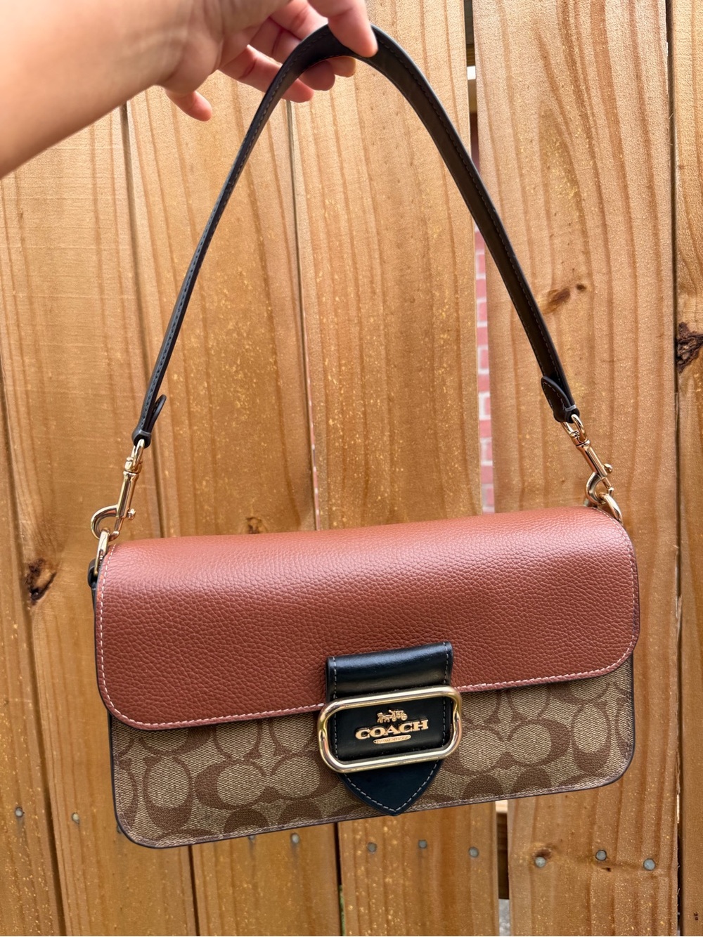 Coach Brown & Black Signature Shoulder Bag